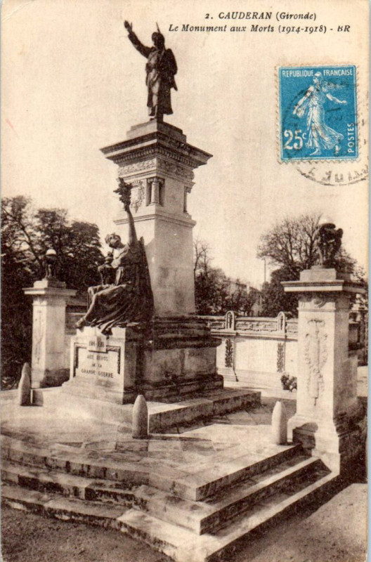 Carte postale ancienne Caudéran - Monument aux morts 5 à Bordeaux