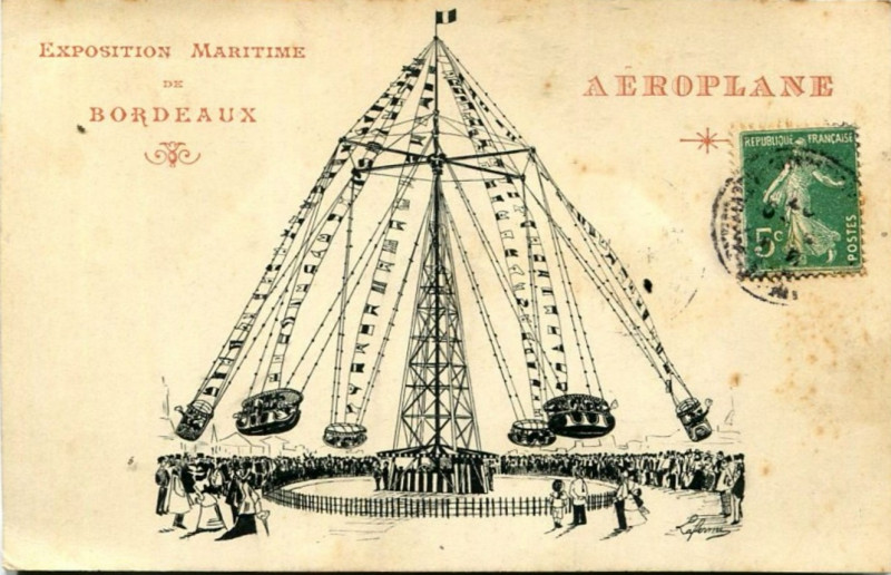 Carte postale ancienne Bordeaux exposition-maritime 1907 Aéroplane 2 à Bordeaux