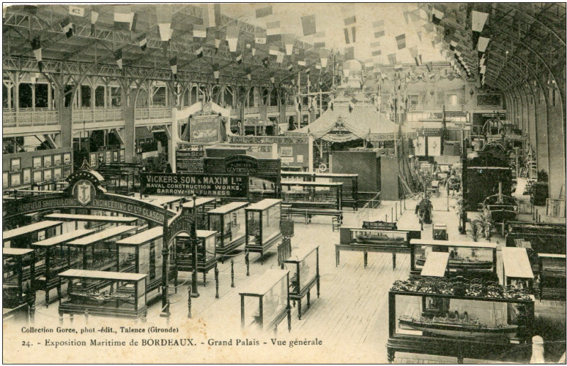 Carte postale ancienne Bordeaux exposition-maritime 1907 Grand Palais vue generale 1 à Bordeaux