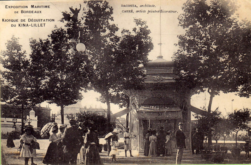 Carte postale ancienne Bordeaux exposition-maritime 1907 Kiosque Lillet 2 à Bordeaux