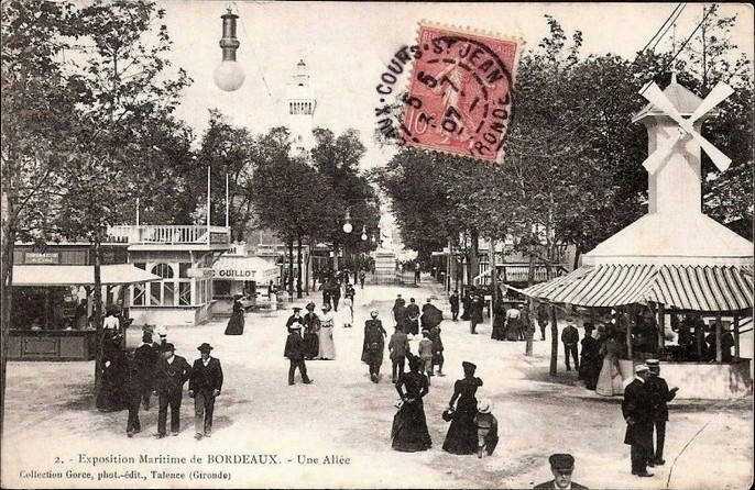 Carte postale ancienne Bordeaux Exposition-Maritime 1907 les allées à Bordeaux