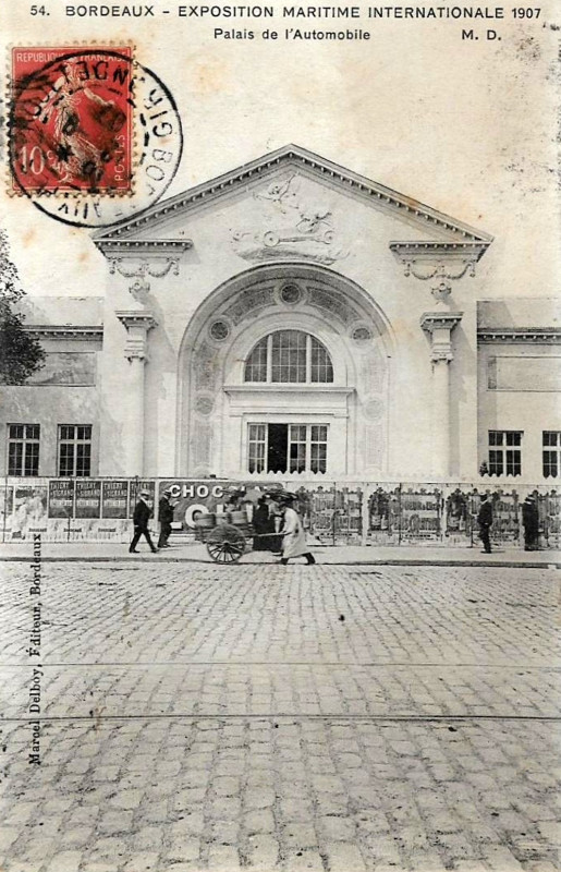 Carte postale ancienne Bordeaux exposition-maritime 1907 palais automobile 1 à Bordeaux