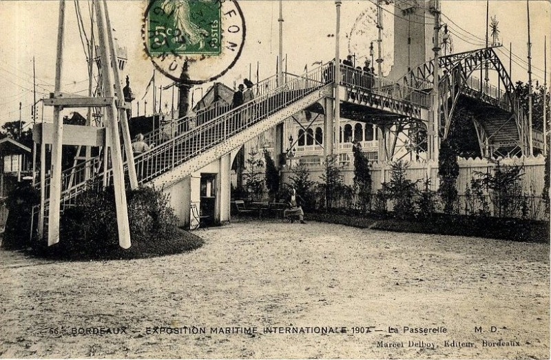 Carte postale ancienne Bordeaux Exposition-Maritime 1907 Passerelle 4 à Bordeaux