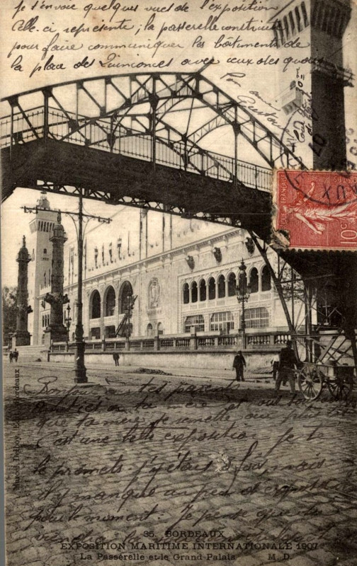 Carte postale ancienne Bordeaux Exposition-Maritime 1907 Passerelle 5 à Bordeaux