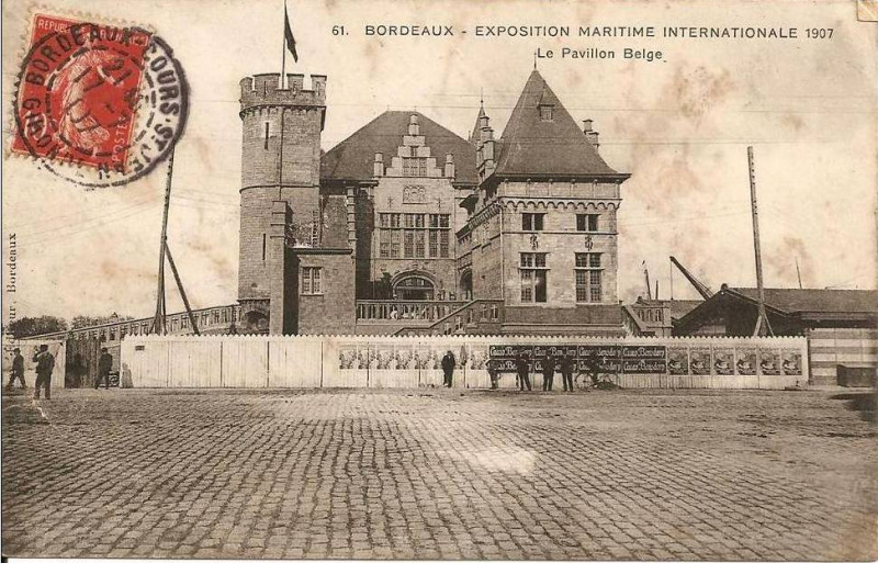 Carte postale ancienne Bordeaux Exposition-Maritime 1907 pavillon Belge 9 à Bordeaux