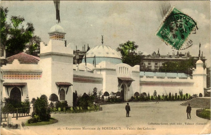 Carte postale ancienne Bordeaux exposition-maritime 1907 pavillon des colonies 1 à Bordeaux