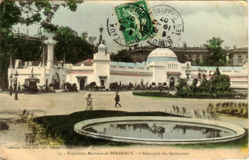 Carte postale ancienne Bordeaux exposition-maritime 1907 pavillon des colonies 2 à Bordeaux