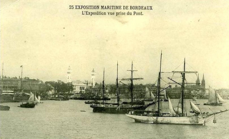 Carte postale ancienne Bordeaux exposition-maritime 1907 vue-des-quais 4 à Bordeaux