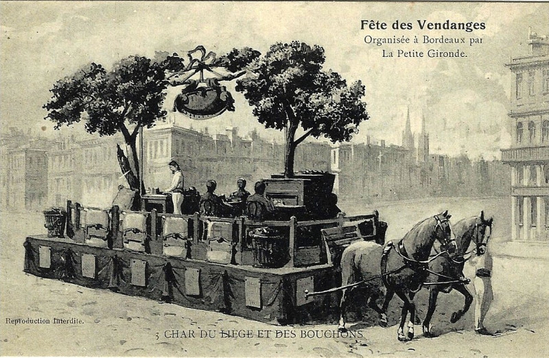 Carte postale ancienne Bordeaux fête-des-vendanges 3 Char du Liège et des bouchons à Bordeaux