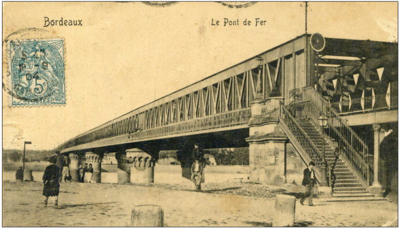 Carte postale ancienne Bordeaux pont chemin de fer à Bordeaux