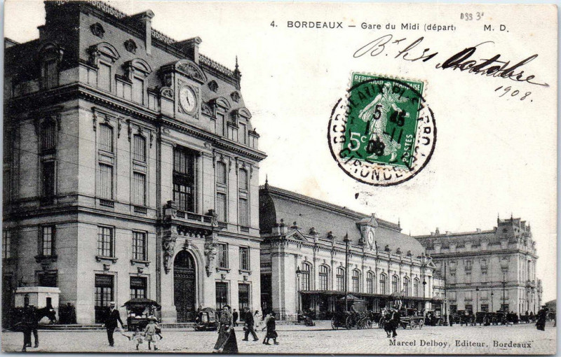 Carte postale ancienne Cp Bx Gare du Midi à Bordeaux