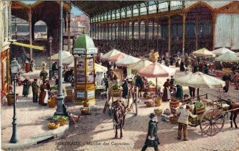 Carte postale ancienne Bordeaux Marché des Capucins c à Bordeaux