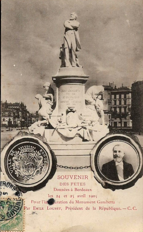 Carte postale ancienne Bordeaux - monument Gametta 24-25 avril 1905 3 à Bordeaux