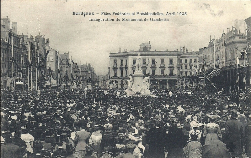Carte postale ancienne Bordeaux - monument Gametta 24-25 avril 1905 4 à Bordeaux