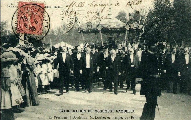 Carte postale ancienne Bordeaux - monument Gametta 24-25 avril 1905 9 à Bordeaux