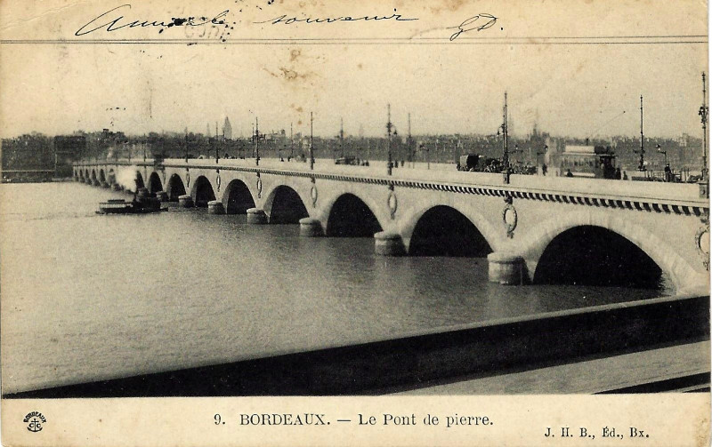 Carte postale ancienne Bordeaux le pont-de-pierre 9 à Bordeaux