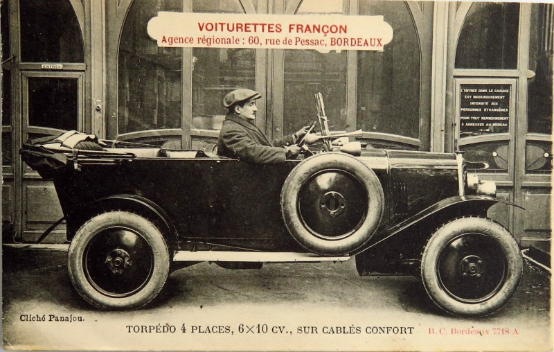 Carte postale ancienne Bordeaux - Voitures Françon à Bordeaux