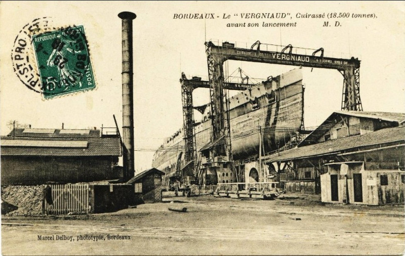 Carte postale ancienne Bordeaux - Cuirassé Vergniaud 3 à Bordeaux