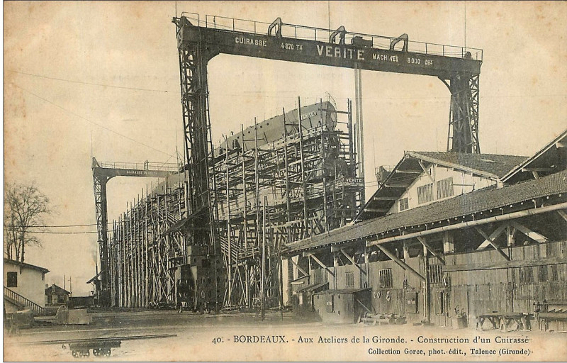 Carte postale ancienne Bordeaux Le cuirassé Verite 1907 1 à Bordeaux