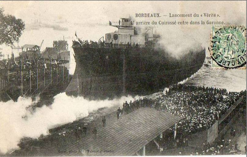 Carte postale ancienne Bordeaux Le cuirassé Verite 1907 6 à Bordeaux