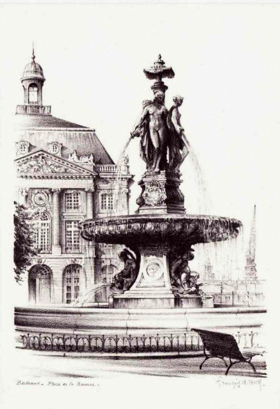 Carte postale ancienne Bordeaux - Place de la Bourse 4 à Bordeaux