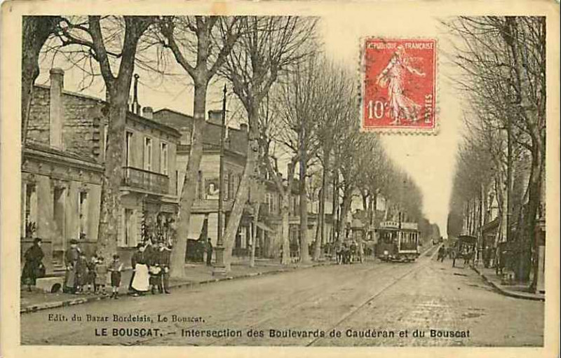 Carte postale ancienne Le Bouscat - Boulevards de Caudéran et du Bouscat à Bordeaux