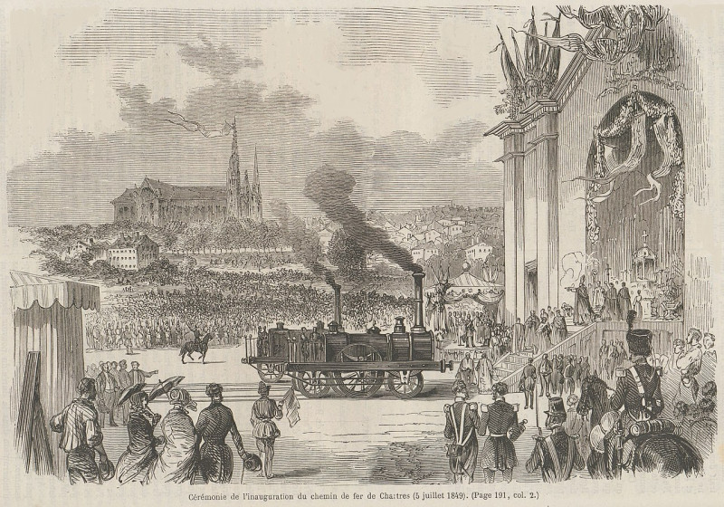 Carte postale ancienne Cérémonie de l'inauguration du chemin de fer de Chartres - 5 juillet 1849 à Chartres