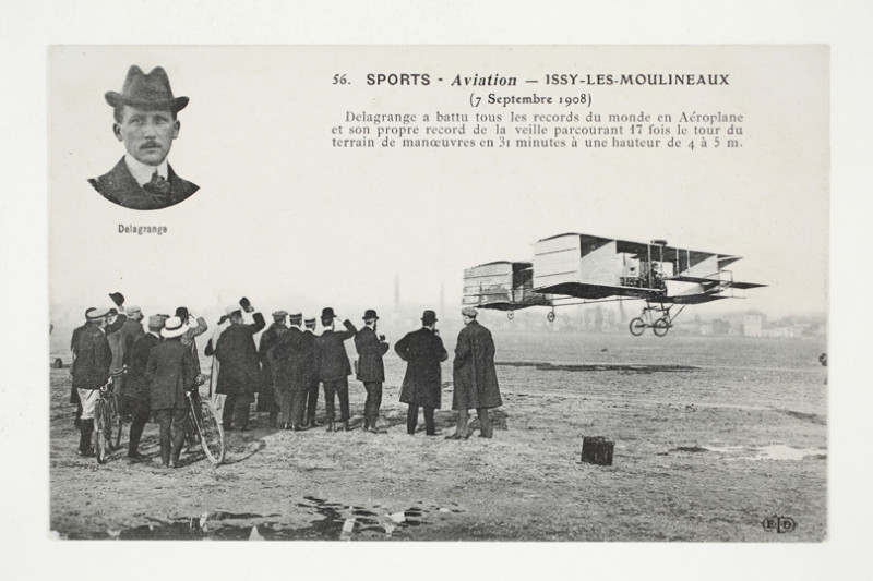 Carte postale ancienne Sports Aviation - Issy-les-Moulineaux (7 septembre 1908)- Delagrange a battu tous les records du monde ...  à Issy-les-Moulineaux