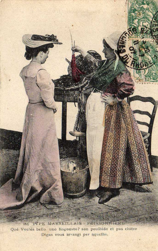 Carte postale ancienne Marché provençal en 1907 à Marseille