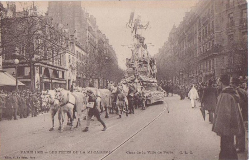 Carte postale ancienne Char de la Ville de Paris 1905