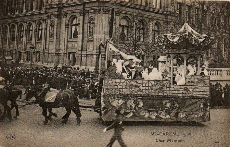 Carte postale ancienne Char Marocain - Mi-Carême à Paris 1908