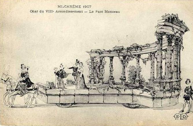 Carte postale ancienne Dessin du Char du 8ème arrondissement - 1907