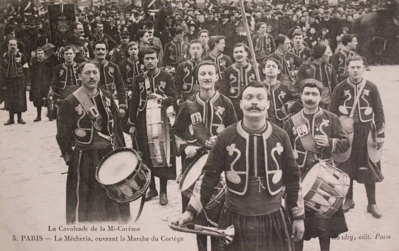 Carte postale ancienne La Mécheria - Cavalcade de la Mi-Carême - 3 mars 1910