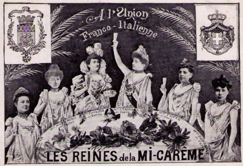 Carte postale ancienne Mi-Carême 1905 - Reines