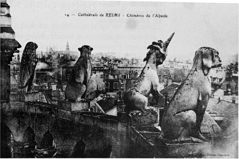 Carte postale ancienne Chimères abside cathédrale Reims 75275