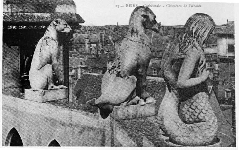 Carte postale ancienne Chimères de l'abside cathédrale Reims 75275