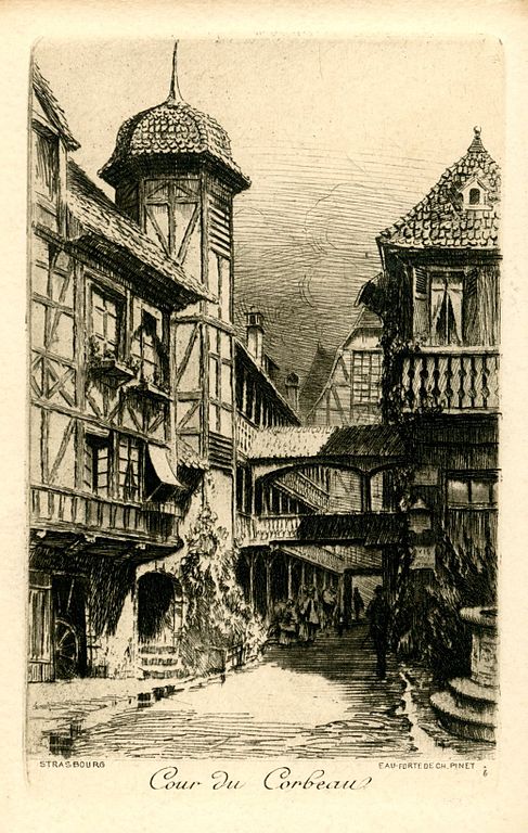 Carte postale ancienne Strasbourg n° 6 Cour du Corbeau
