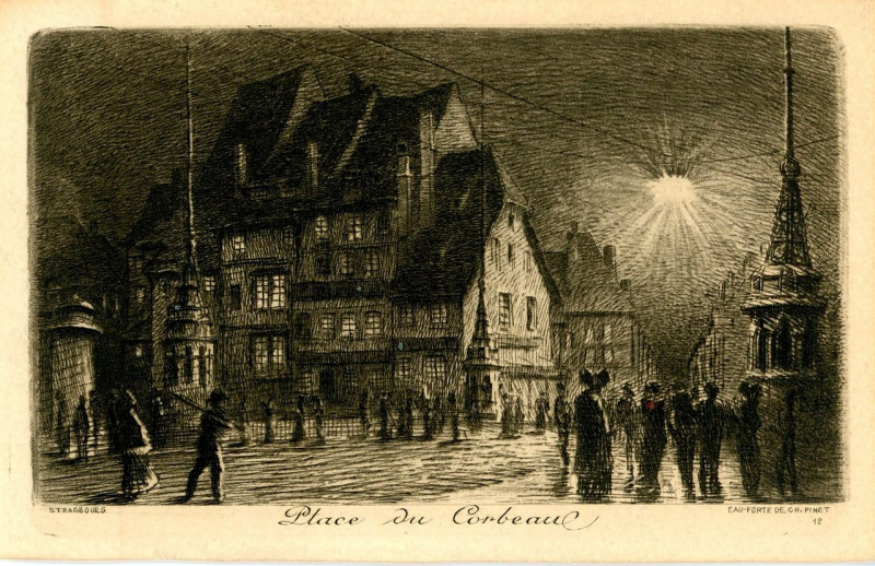Carte postale ancienne Strasbourg n° 12 Place du Corbeau