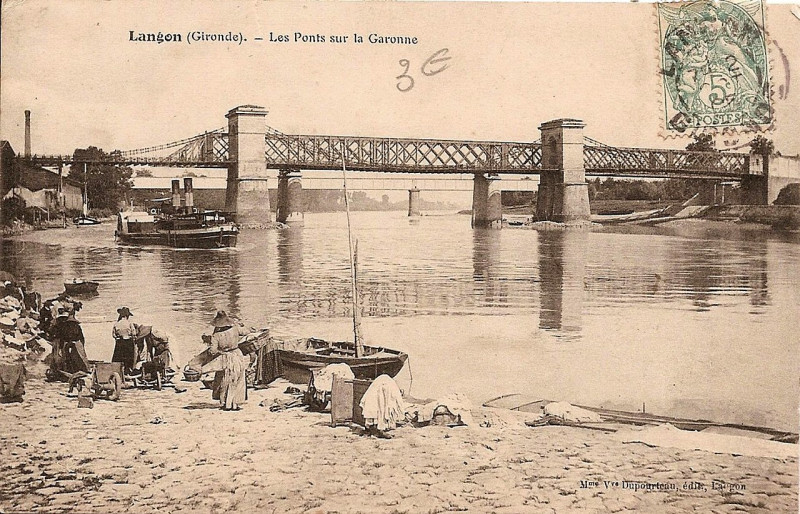 Carte postale ancienne Langon - les ponts 1