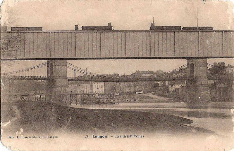 Carte postale ancienne Langon - pont chemin de fer 2