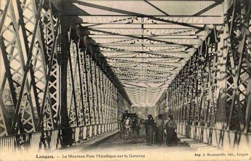 Carte postale ancienne Langon - pont métallique 9