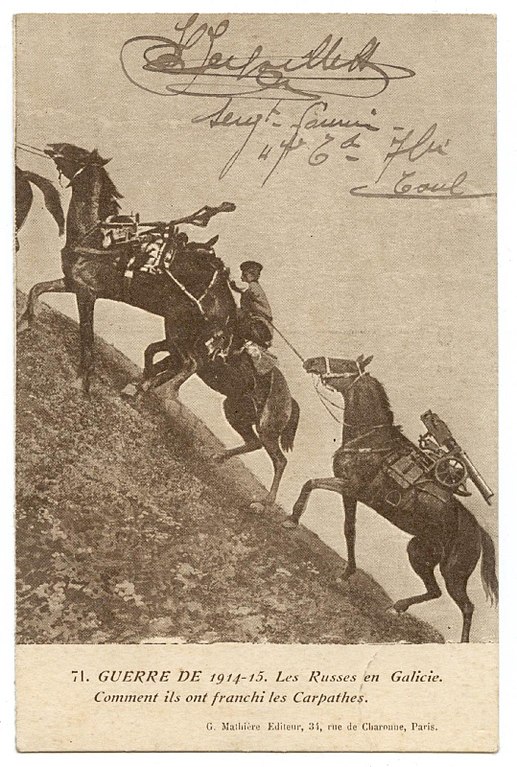 Carte postale ancienne WWI.1914-1915 Russian Army In Galicia How They Crossed The Carpathians