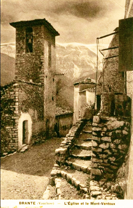 Carte postale ancienne Brantes église et Mont Ventoux