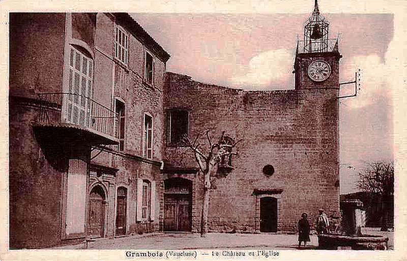 Carte postale ancienne Grambois Château et église