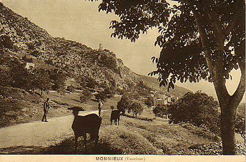 Carte postale ancienne Monieux entrée du village