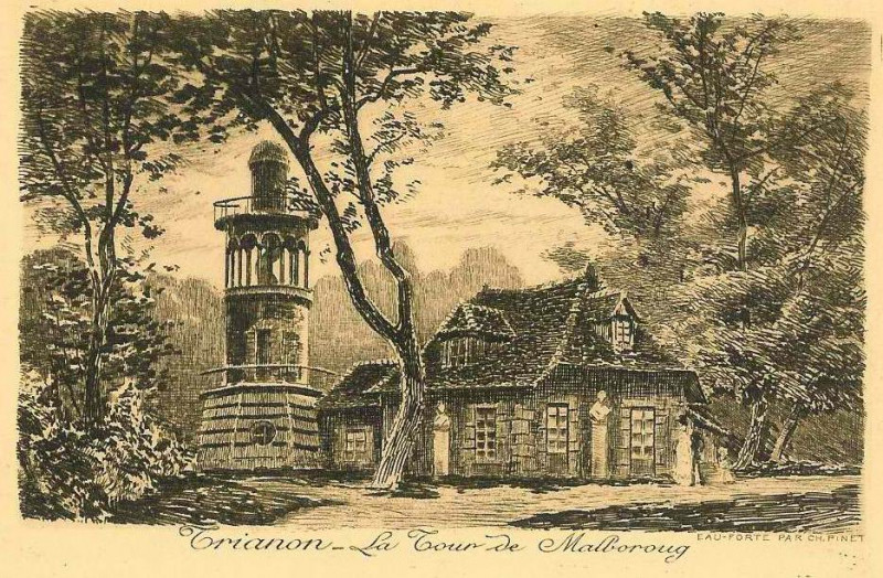 Carte postale ancienne Trianon - La Tour de Malboroug à Versailles
