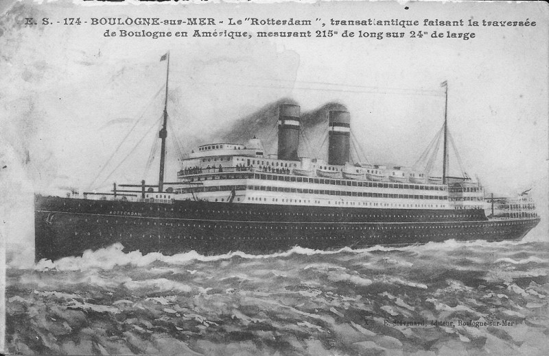 Carte postale ancienne Boulogne-sur-Mer-Le Rotterdam, transatlantique faisant la traversée de Boulogne en Amérique-Es 174