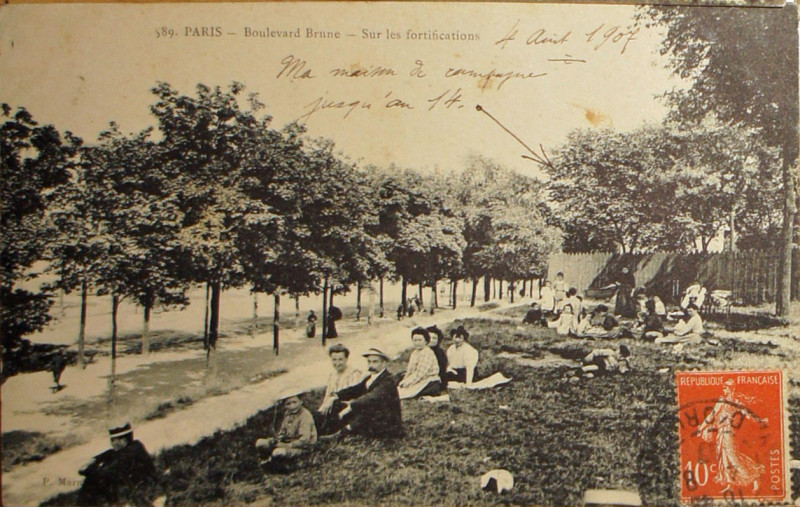 Carte postale ancienne Paris boulevard Brune 4 Viii 1907