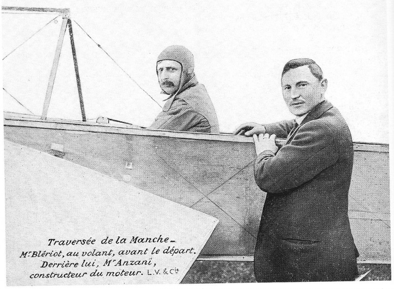 Carte postale ancienne Blériot et Anzani avant la traversée de la Manche