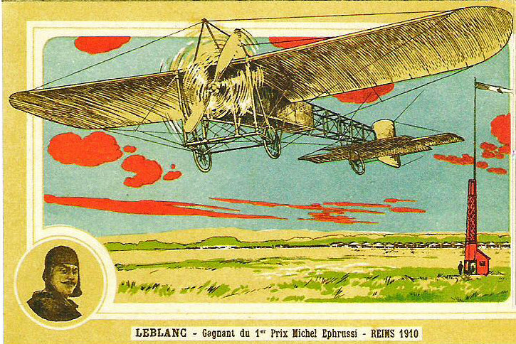 Carte postale ancienne Leblanc vainqueur Ephrussi Reims 1910